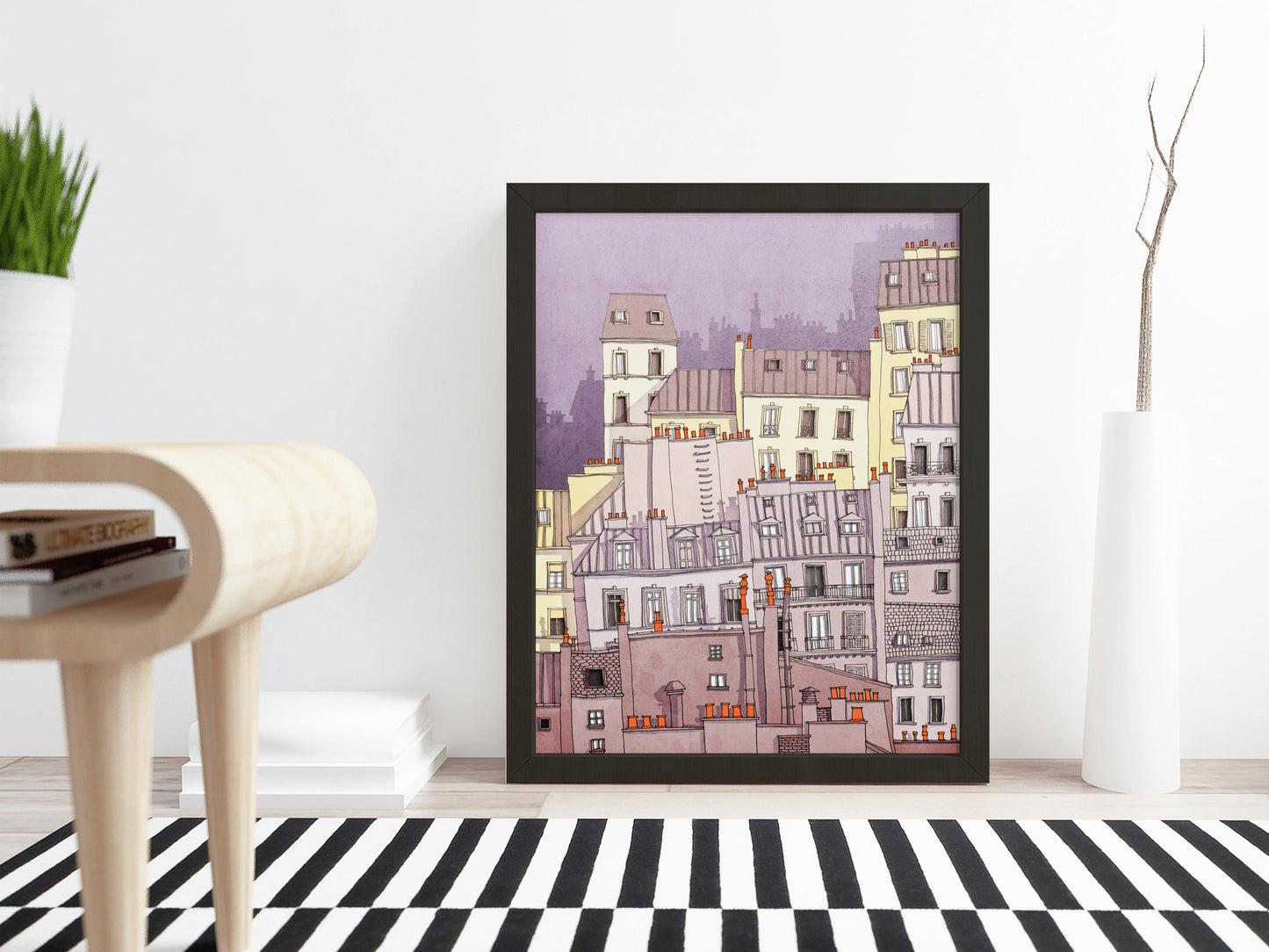 Paris Montmartre (purple) - Framed Art Print