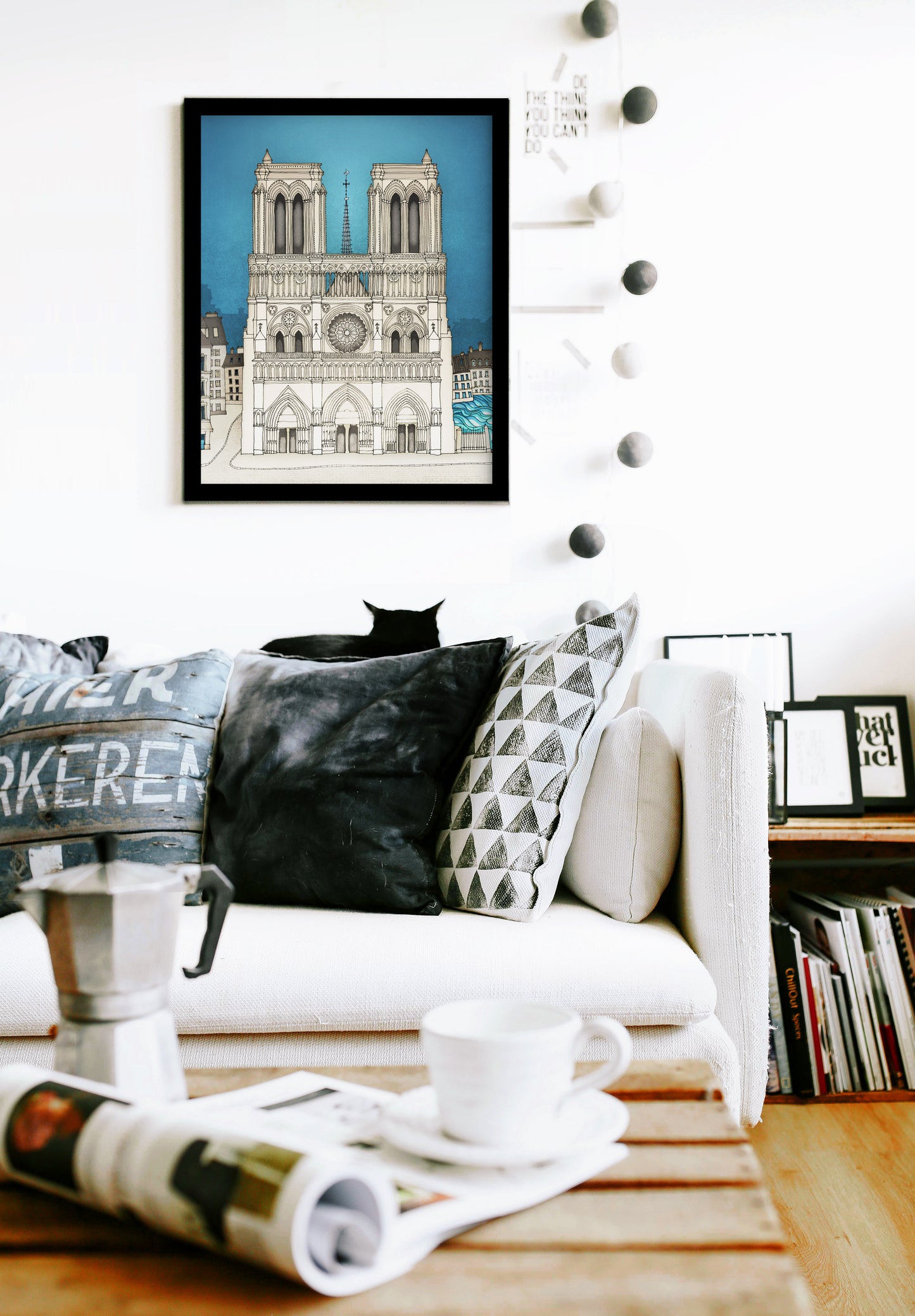 The Notre Dame in Paris (blue) - Framed Art Print