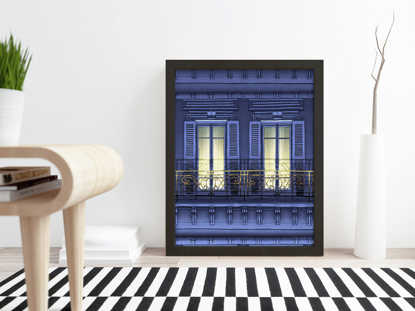 Paris balcony (night) - Framed Art Print