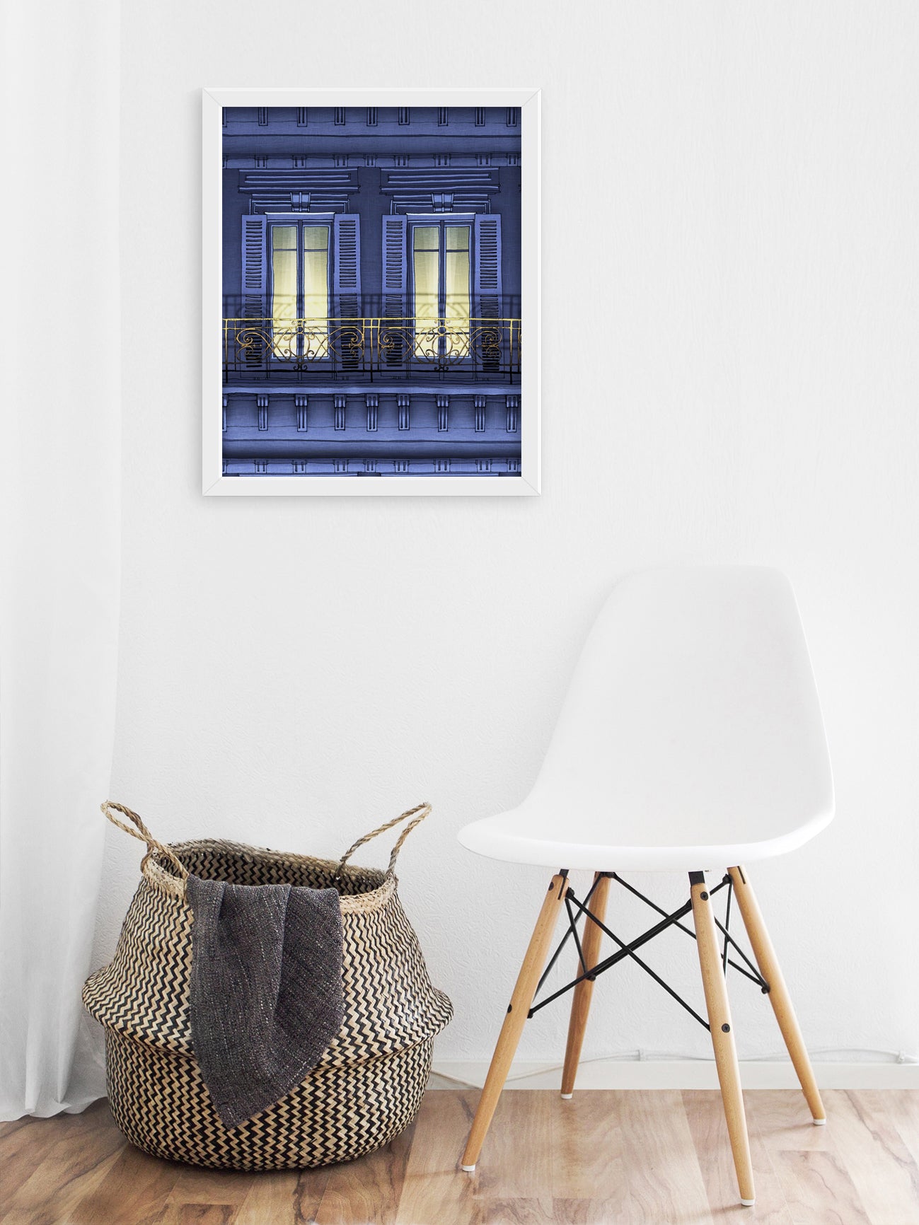 Paris balcony (night) - Framed Art Print