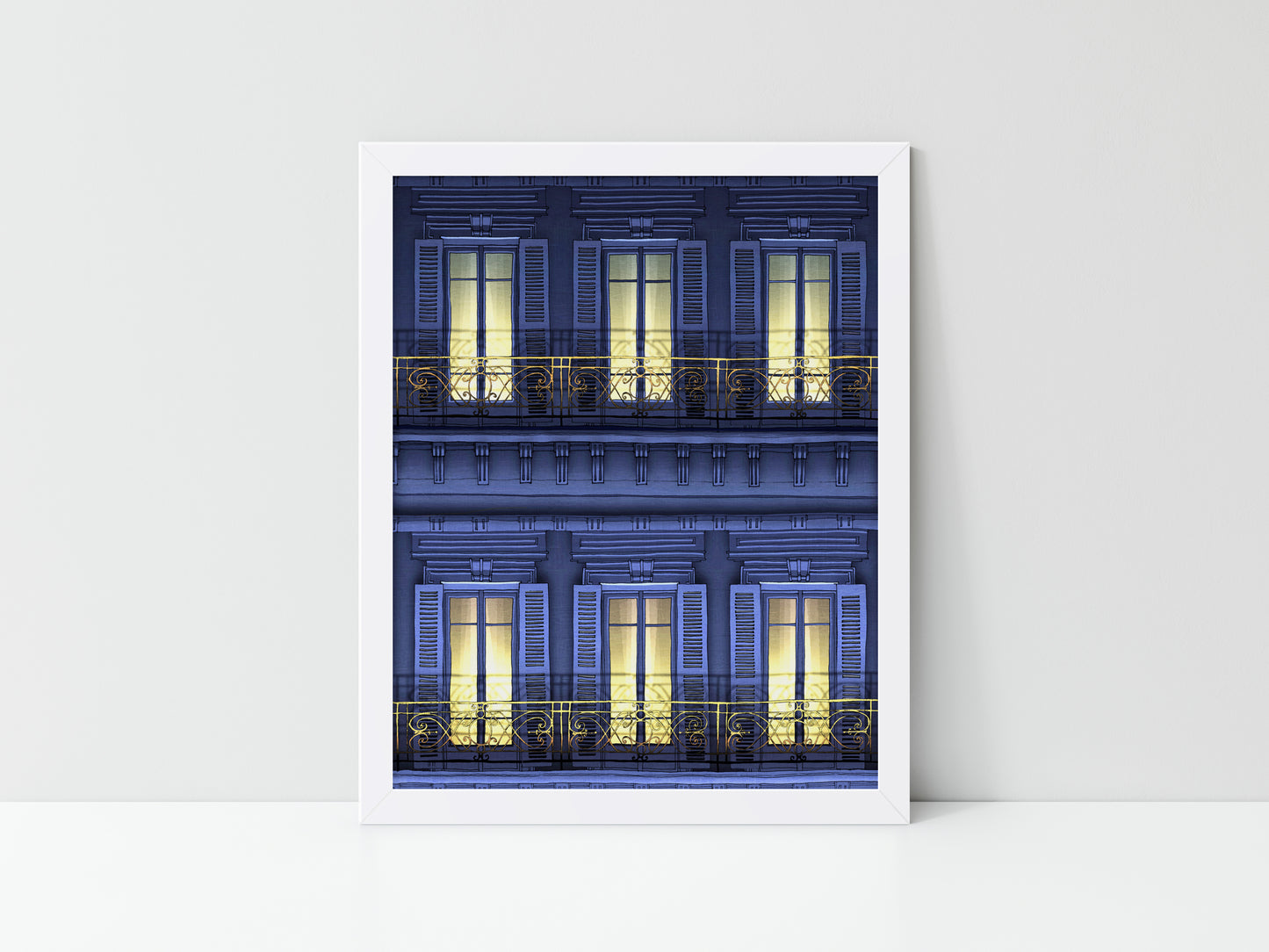 Paris balcony (night) - Framed Art Print