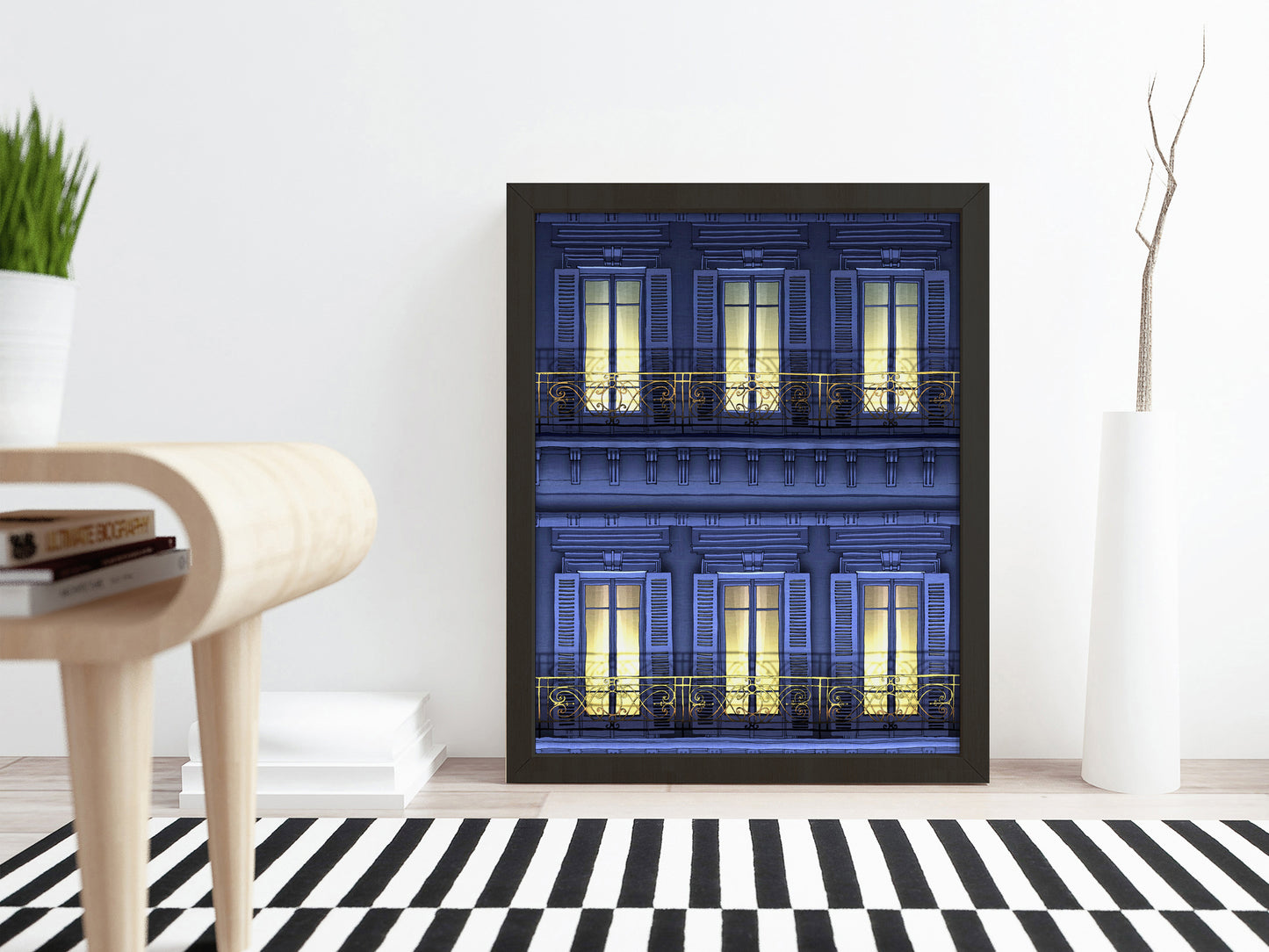 Paris balcony (night) - Framed Art Print