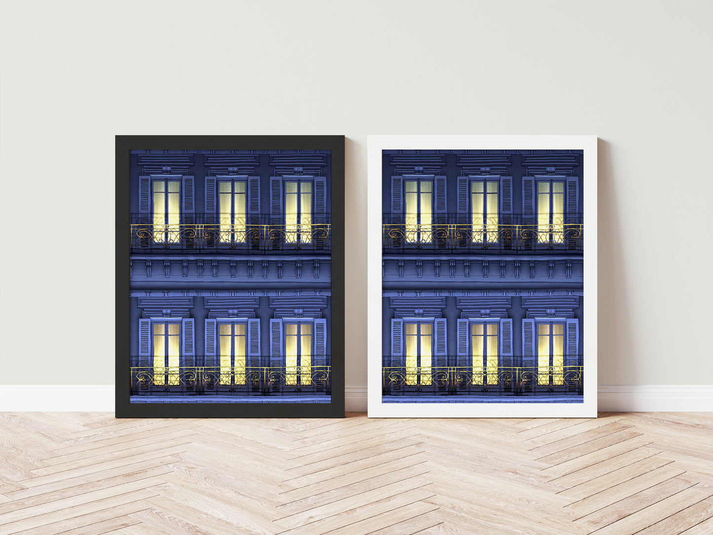 Paris balcony (night) - Framed Art Print