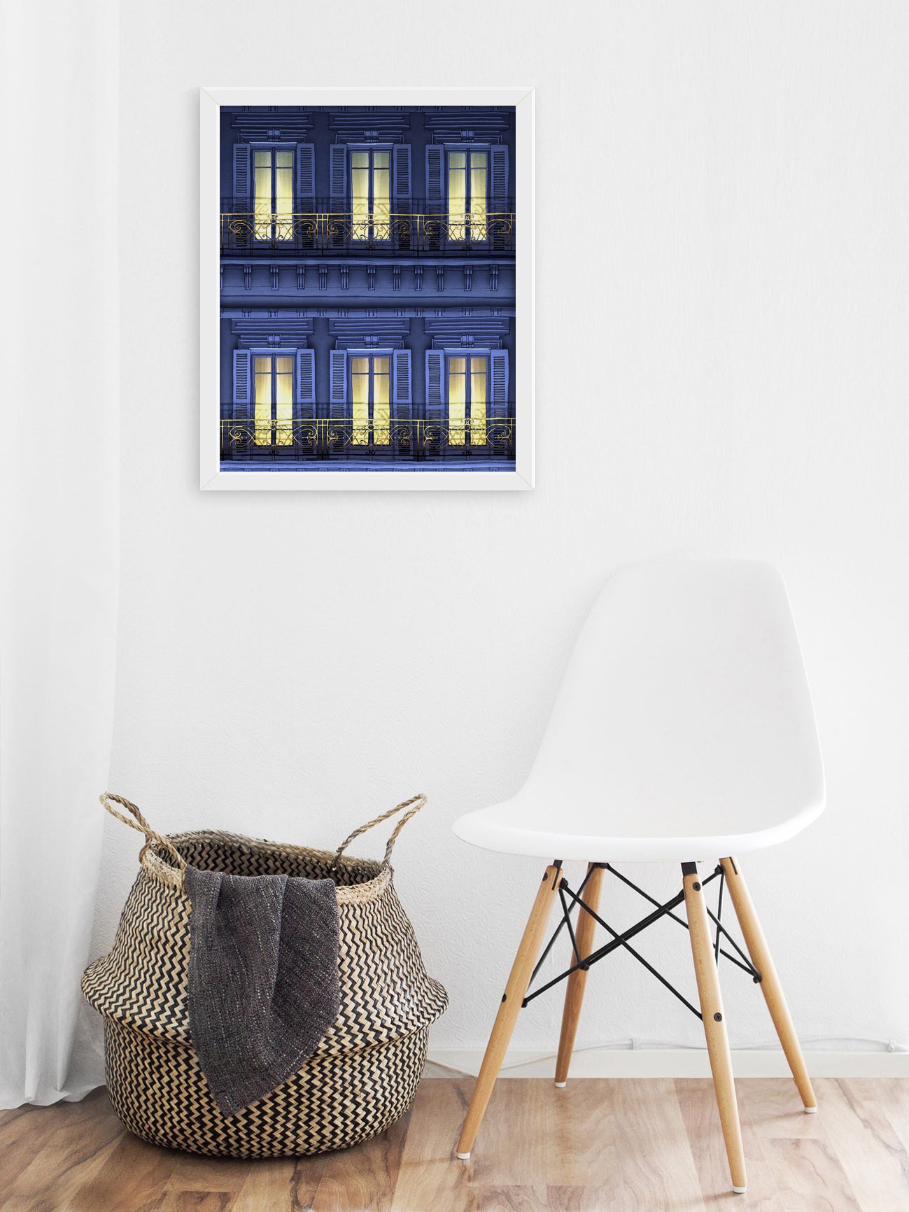 Paris balcony (night) - Framed Art Print