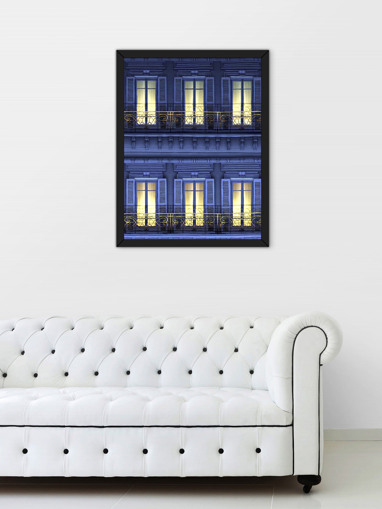 Paris balcony (night) - Framed Art Print