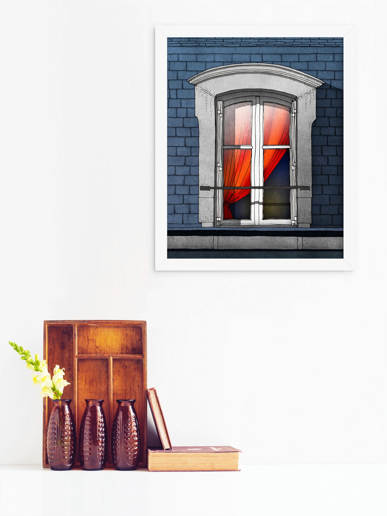 The Red Curtain - Framed Art Print