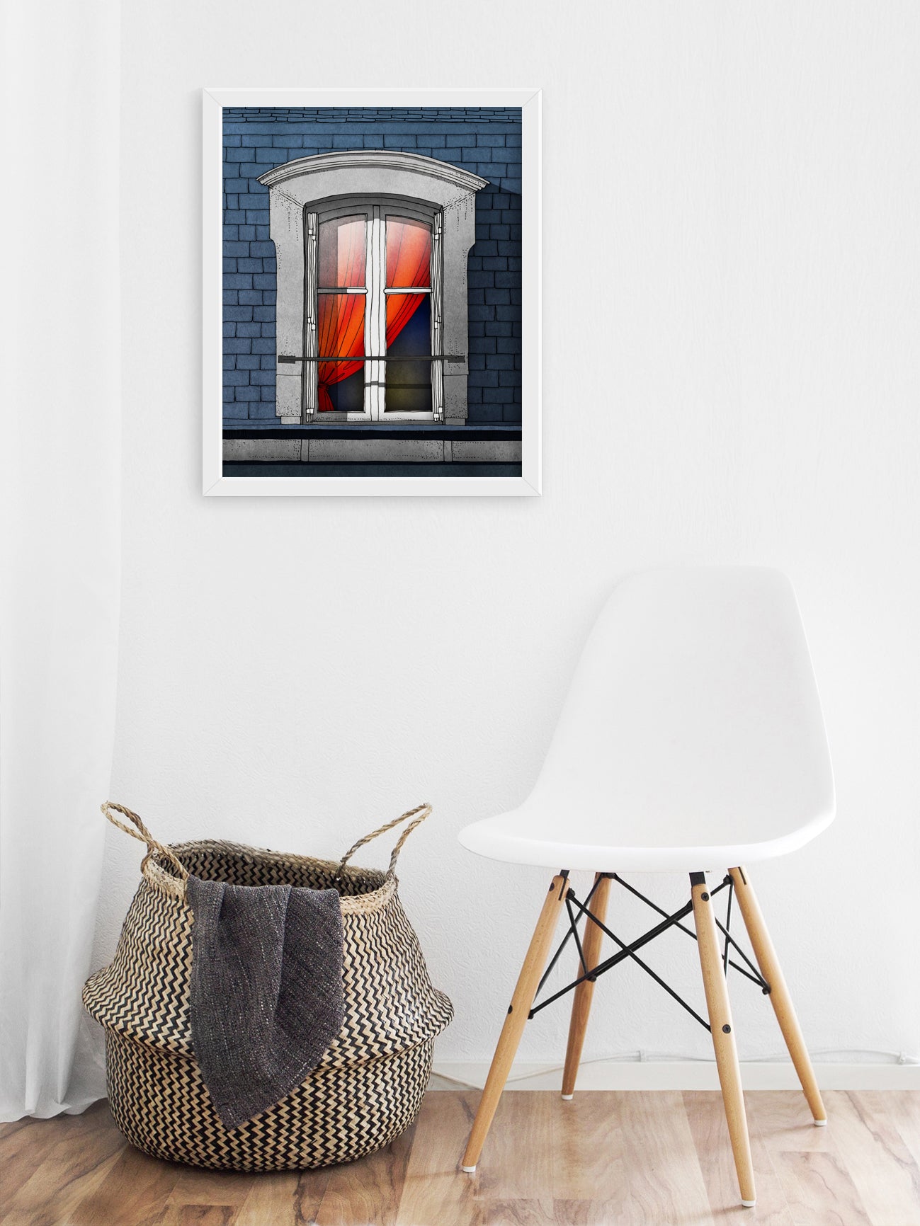 The Red Curtain - Framed Art Print