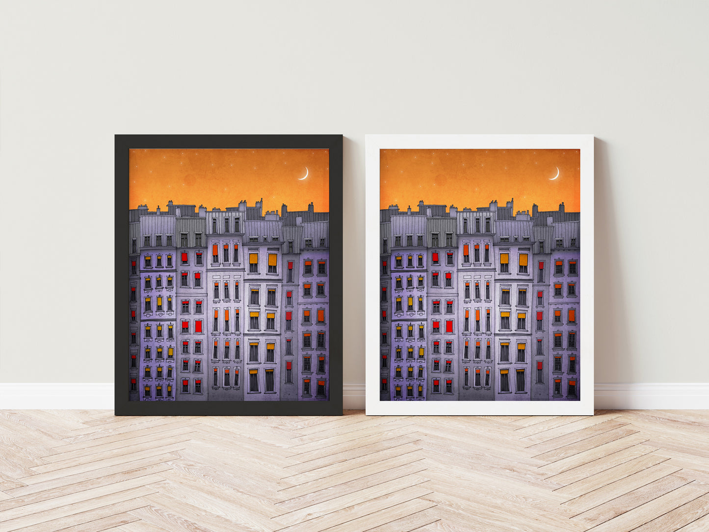 Sleepy houses - Framed Art Print