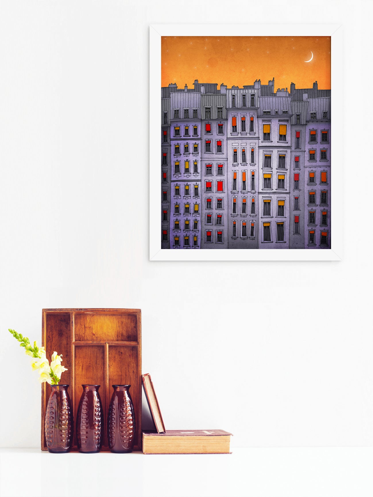 Sleepy houses - Framed Art Print