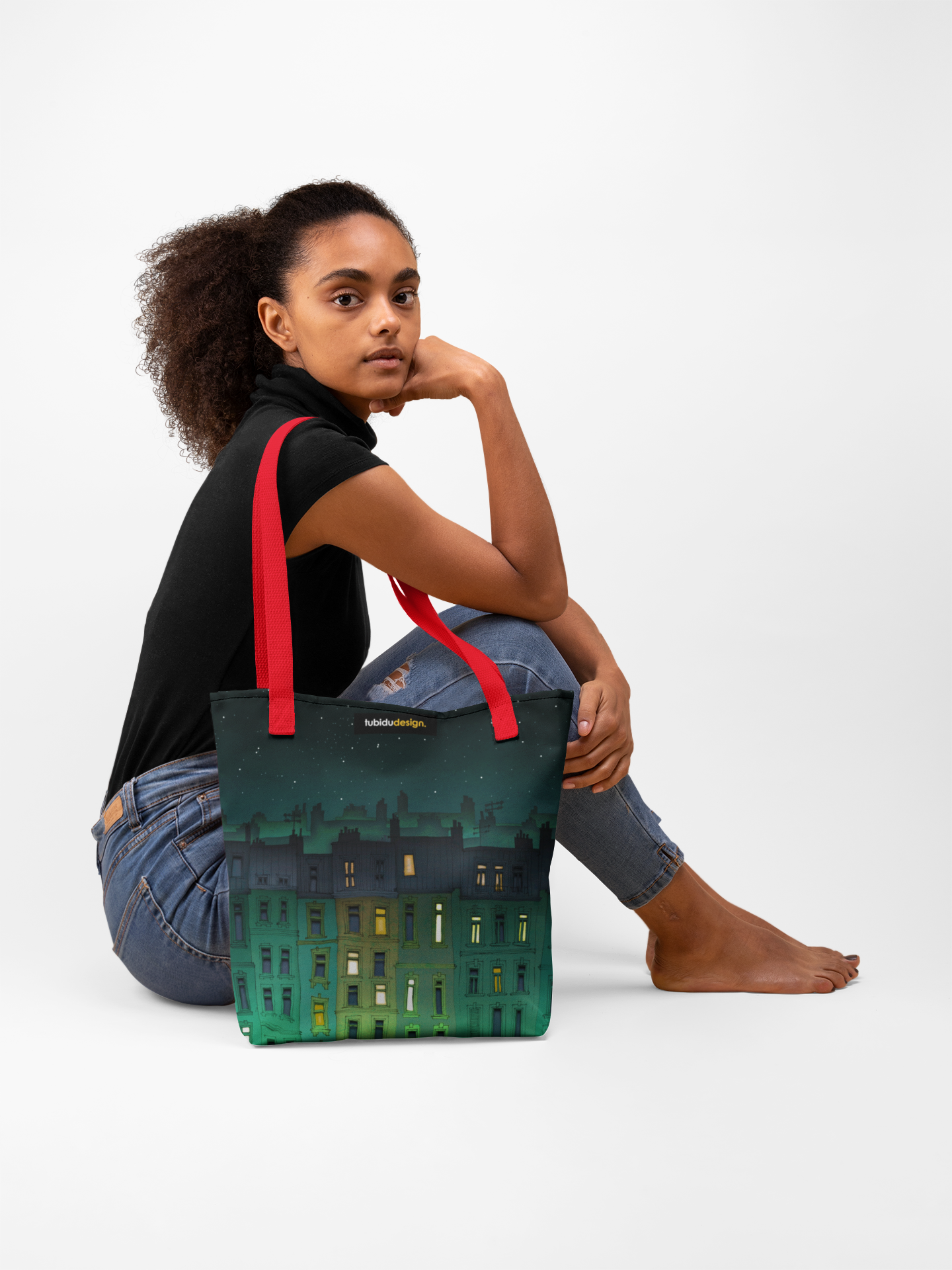 Paris Green facade - Illustrated Tote bag