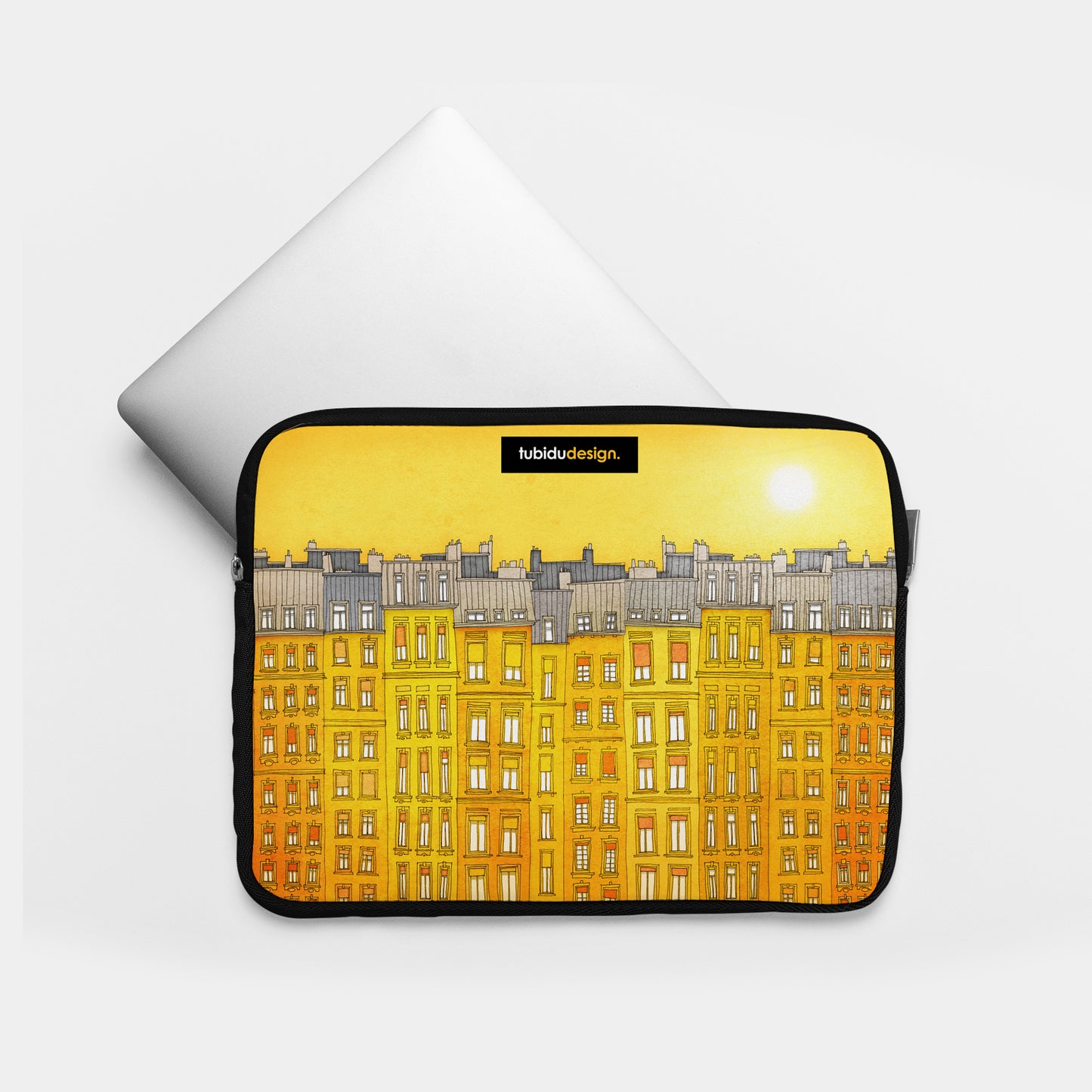 Paris, Yellow facade - Illustrated Laptop Sleeve