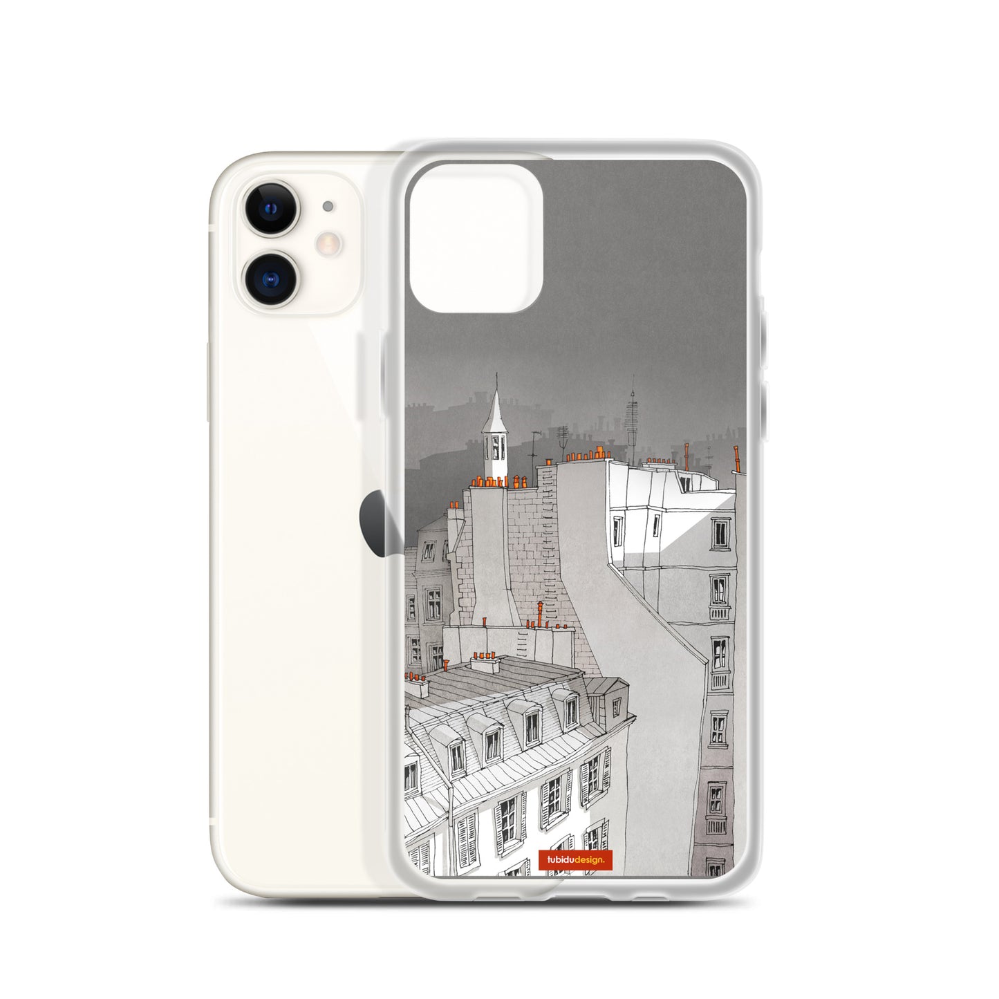 In an old house in Paris (black and white) - Illustrated iPhone Case