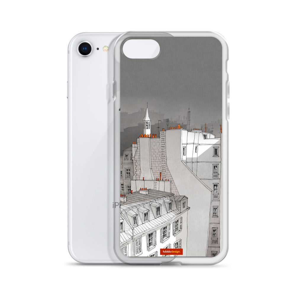 In an old house in Paris (black and white) - Illustrated iPhone Case